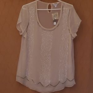Embellished Short Sleeve Blouse